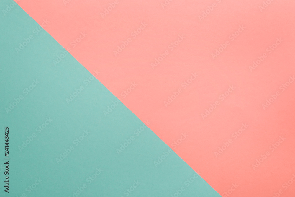 Coral and turquoise abstract geometric paper background