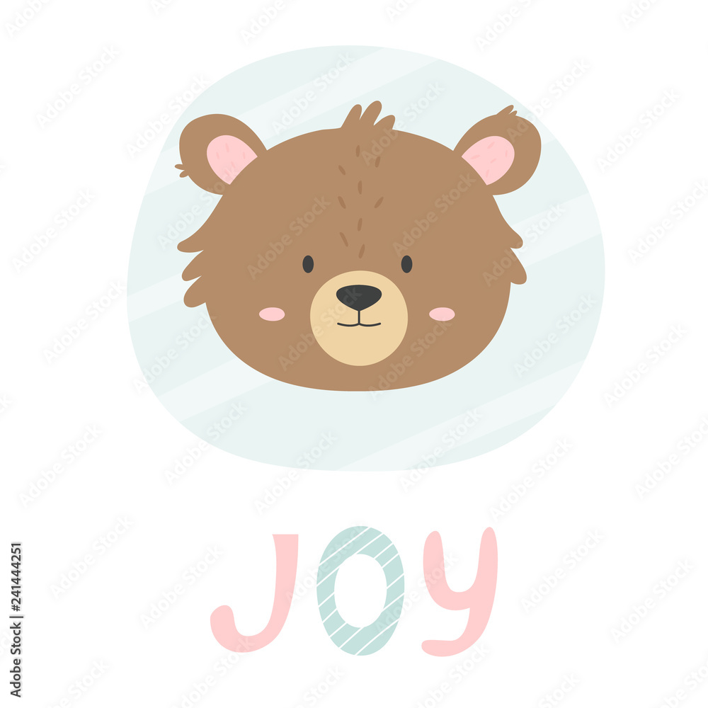 Fototapeta premium Bear hand drawn face. Vector character.