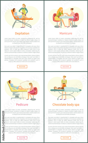 Depilation and Pedicure Service Posters Set Vector