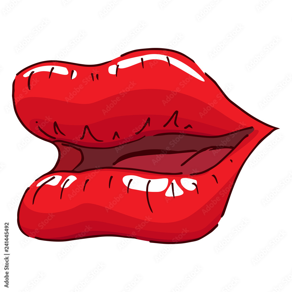 Lips icon. Vector illustration of female lips. Hand drawn sketch lips, mouth. Lips icon. Vector illustration of female lips. Hand drawn sketch lips, mouth.