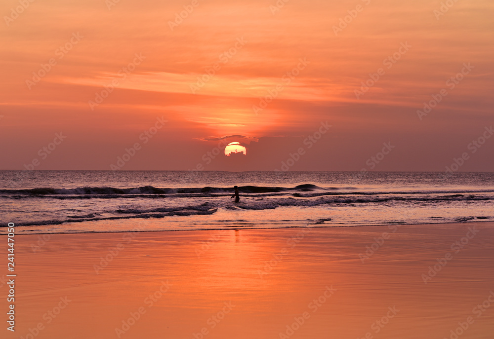 Sunset in Kuta Beach, Bali Island, Indonesia