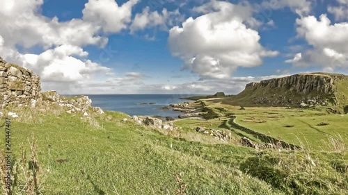 Time lapse of the Dinosaur bay with the rare Dinosaur footprint of the sauropod-dominated tracksite from Rubha nam Brathairean, Brothers Point - Isle of Skye, Scotland photo