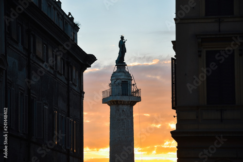 Sunset with the Trajan s Column. Rome  Italy