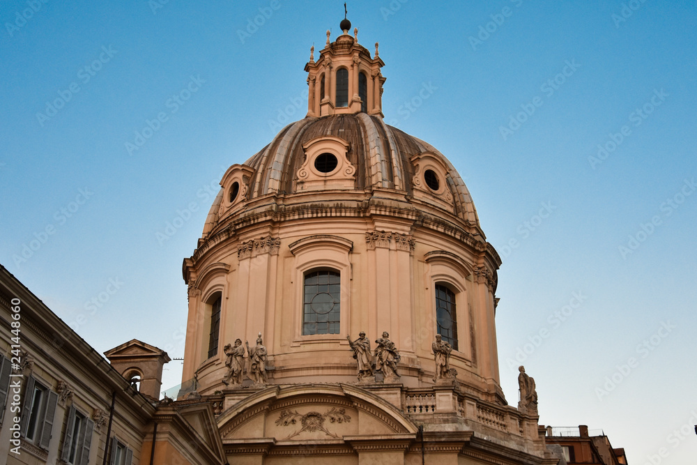 Dome of The Church of the Most Holy Name of Mary at the Trajan Forum. Rome, Italy