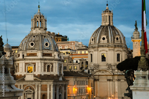 Santa Maria di Loreto and The Church of the Most Holy Name of Mary at the Trajan Forum. Rome, Italy