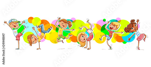 Children dancing breakdanceon the background color spray © kharlamova_lv