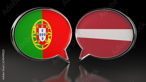 Portugal and Latvia flags with Speech Bubbles. 3D illustration Free Download Portugal and Latvia flags with Speech Bubbles. 3D illustration - GFXLoad