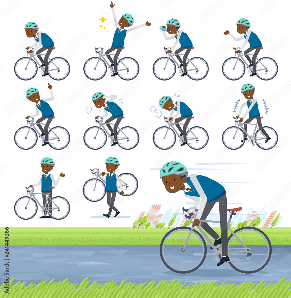 Fototapeta premium flat type school boy black_road bike