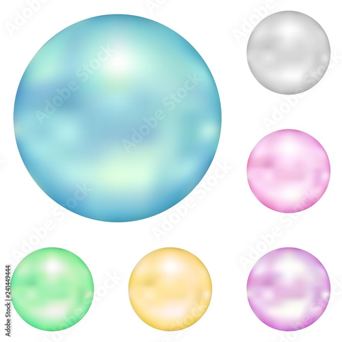 Pearl collection in 6 color, on white background.