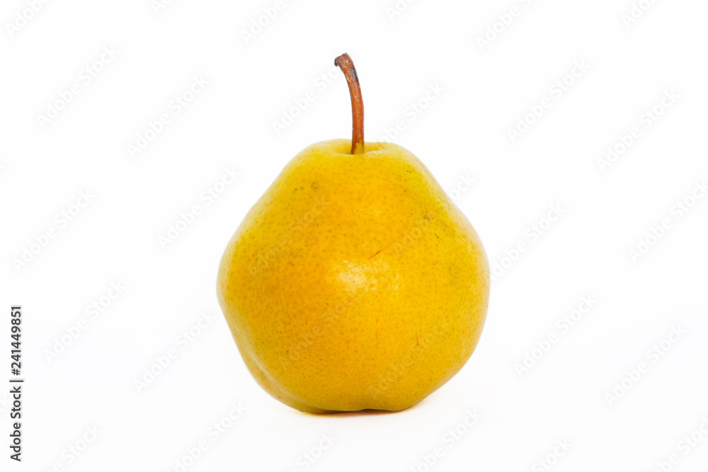 Beautiful fresh yellow pear isolated on white background. Beautiful fresh yellow pear isolated on white background.