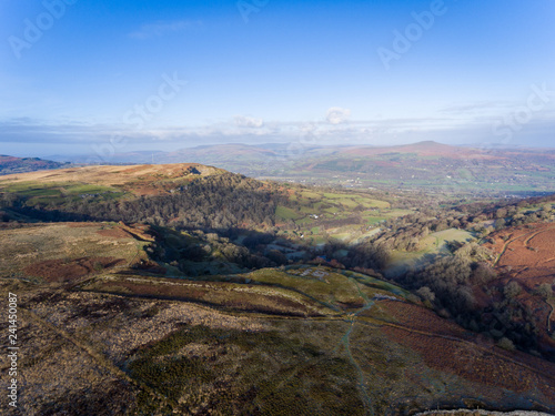 Aerial view of Brecon Beacons. Near Keepers Pond, The Blorenge, Abergavenny, Wales, United Kingdom © Stephen Davies