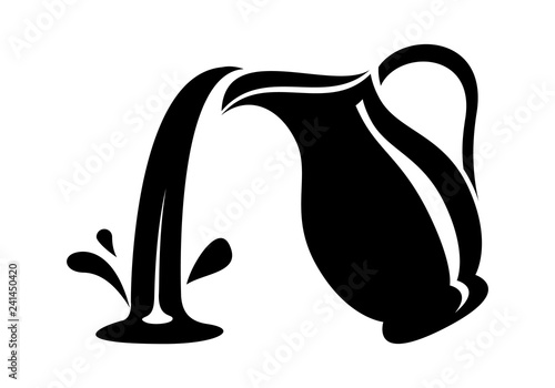 Jug pour out milk or water canister. Simple logo.