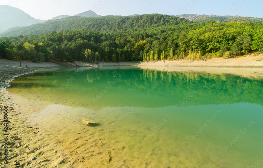 Turquoise lake in Crimea
