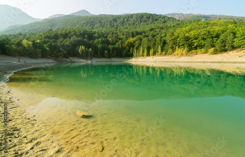 Turquoise lake in Crimea