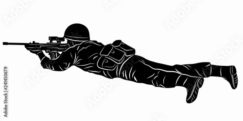illustration of a shooting soldier, vector draw