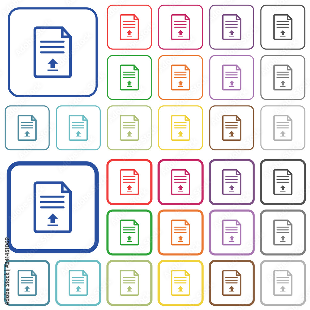 Upload document outlined flat color icons