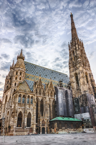Photography St. Stephen's Cathedral in Vienna, beautiful view in a cloudy da