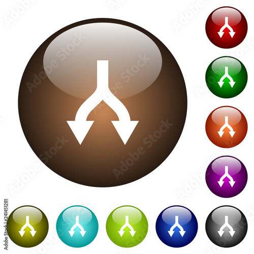 Split arrows down color glass buttons