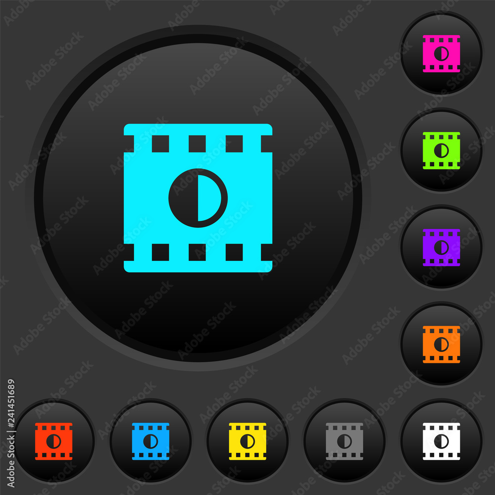 Movie contrast dark push buttons with color icons Movie contrast dark push buttons with color icons