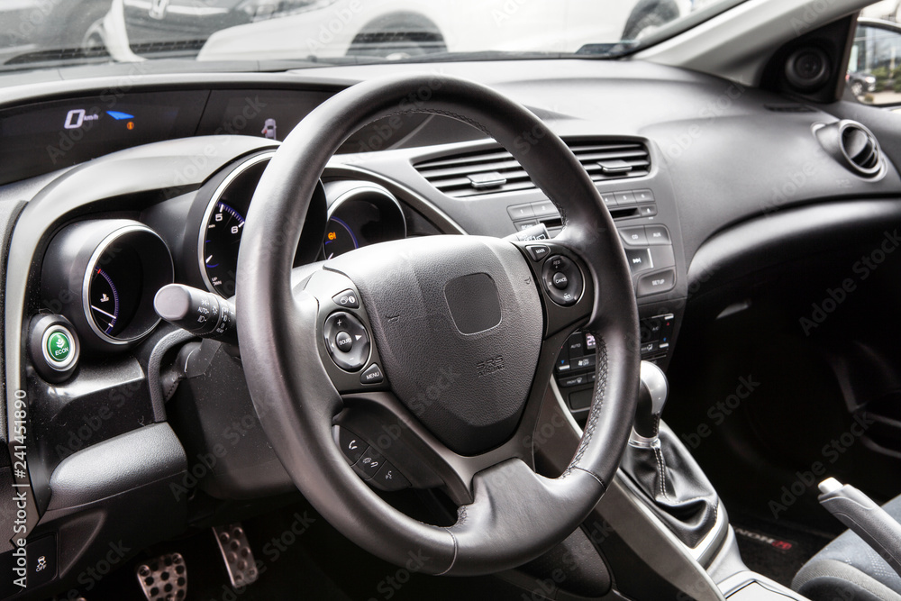 The interior of a passenger car