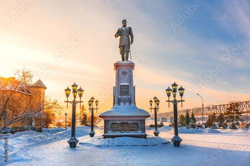 Pomnik cesarza rosyjskiego Aleksandra Trzeciego. Nowosybirsk, Rosja