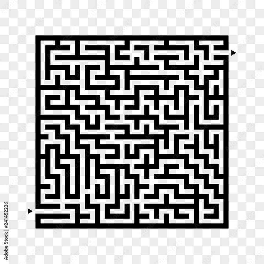 Abstract square maze. Game for kids. Puzzle for children. Labyrinth conundrum. Flat vector illustration isolated on transparent background. Abstract square maze. Game for kids. Puzzle for children. Labyrinth conundrum. Flat vector illustration isolated on transparent background.