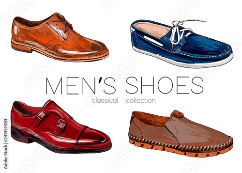 Set of men's shoes. Sketch.