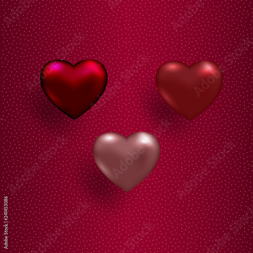 Vector illustration of beautiful red 3d glossy heart shape.