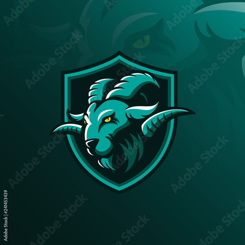 goat vector logo design mascot with modern illustration concept style for badge, emblem and tshirt printing. angry goat illustration with badge.