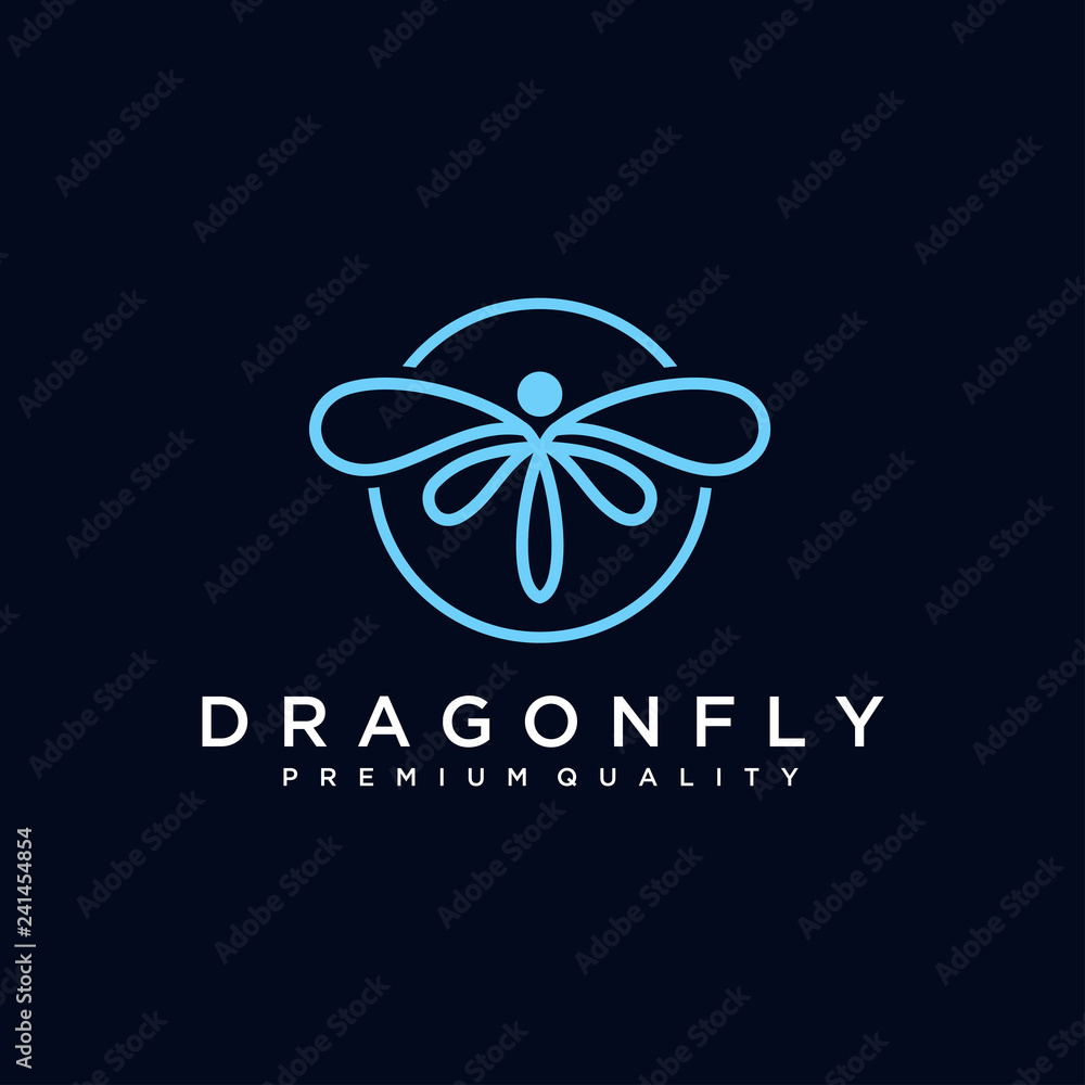 Minimalist elegant Dragonfly logo design with line art style. Luxury Logotype concept icon. Vector Illustration Minimalist elegant Dragonfly logo design with line art style. Luxury Logotype concept icon. Vector Illustration