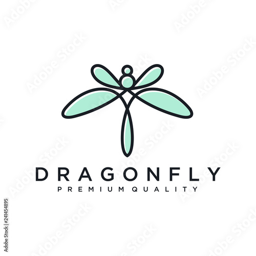 unique dragonfly logo template. simple shape and color. vector. editable. Minimalist elegant Dragonfly logo design with line art style. Luxury Logotype concept icon. Vector Illustration