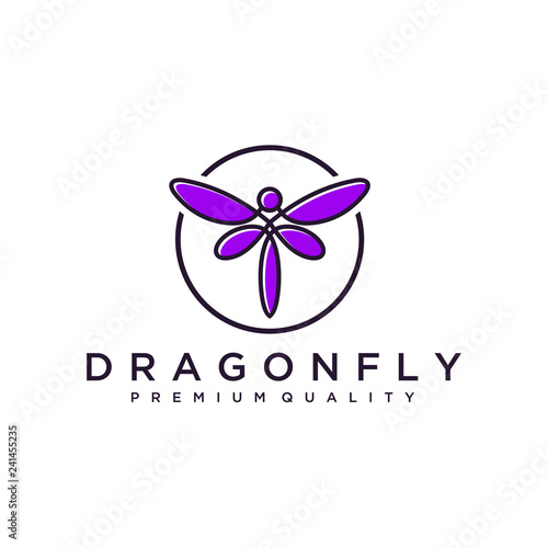 unique dragonfly logo template. simple shape and color. vector. editable. Minimalist elegant Dragonfly logo design with line art style. Luxury Logotype concept icon. Vector Illustration
