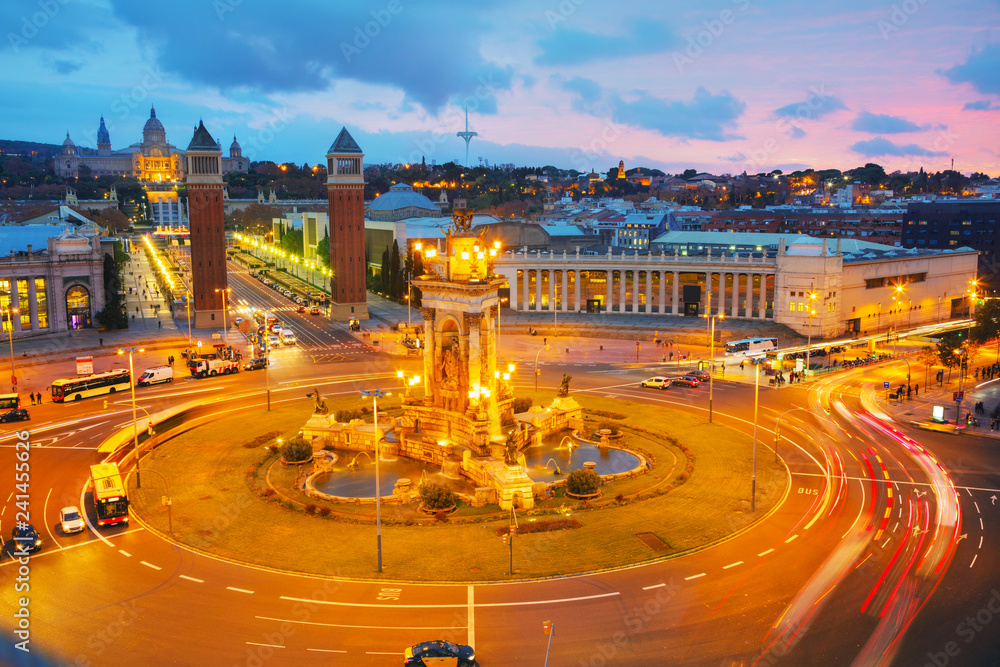 Aerial overview on Plaza Espanya
