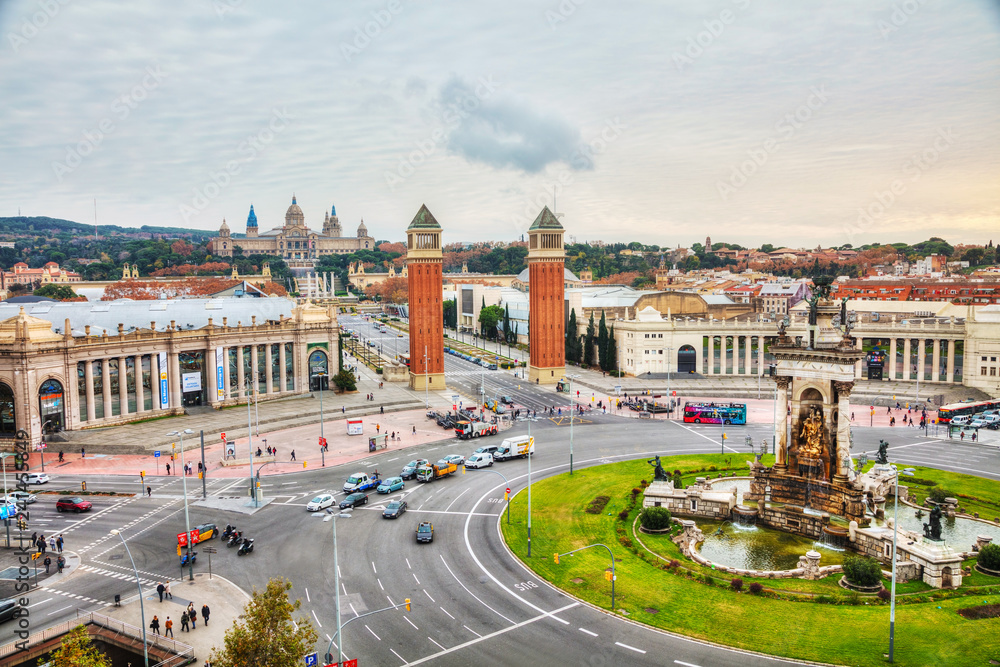 Aerial overview on Plaza Espanya