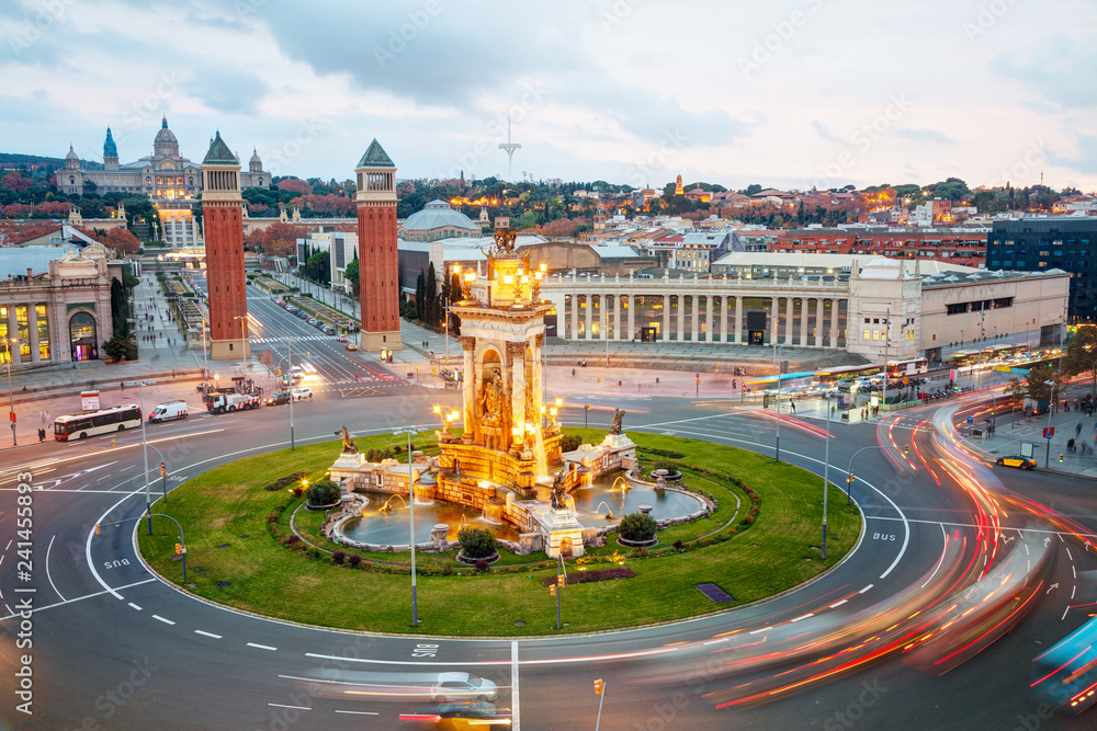 Aerial overview on Plaza Espanya