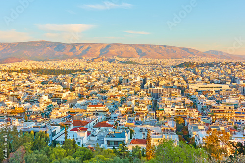 Athens city at sundown