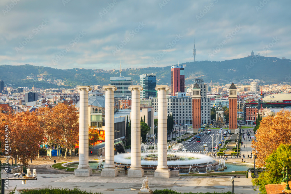 Overview of the city from the Montjuic hill