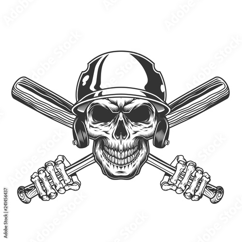 Photography Vintage skull in baseball helmet