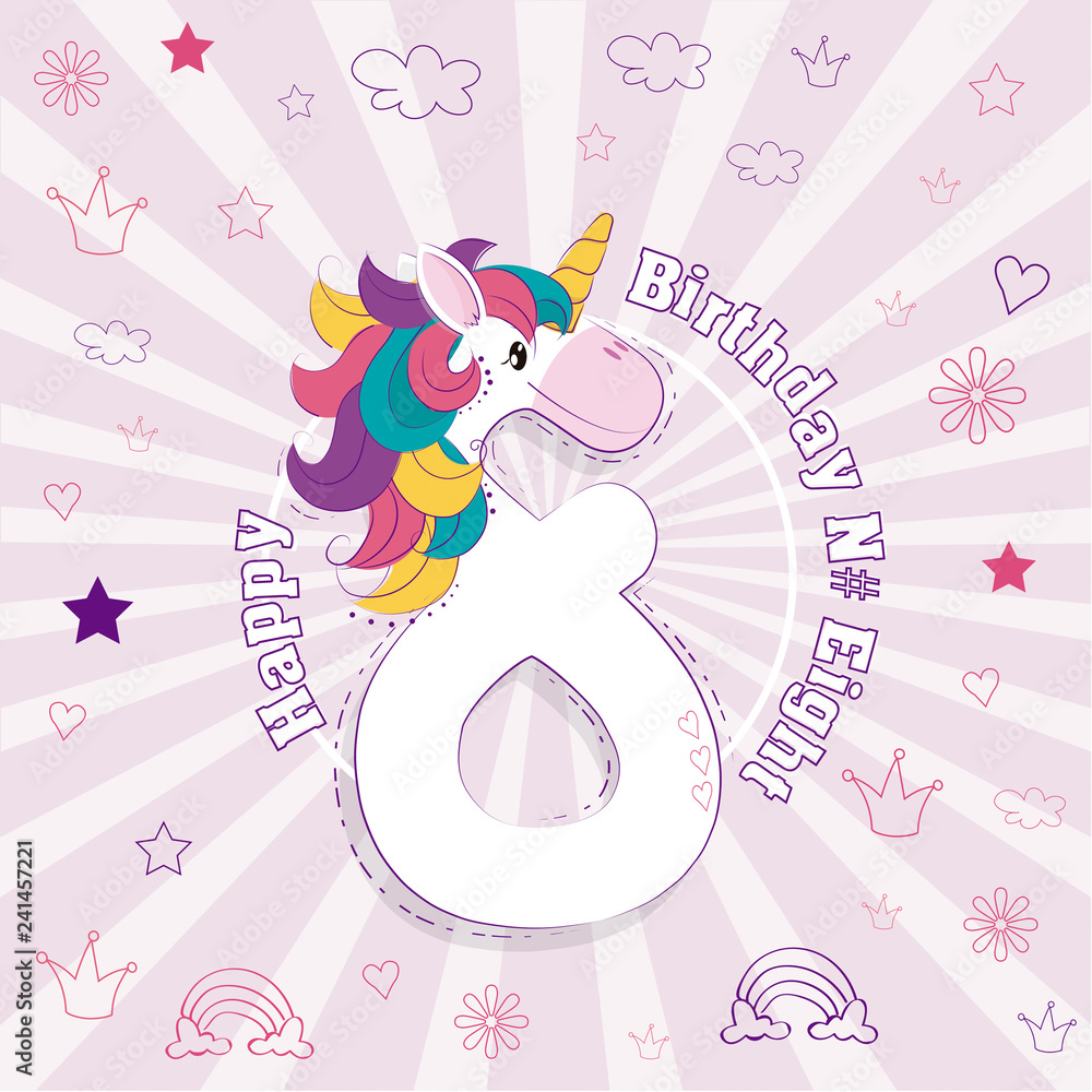 Happy birthday Number Eight Card Happy birthday Number Eight Card