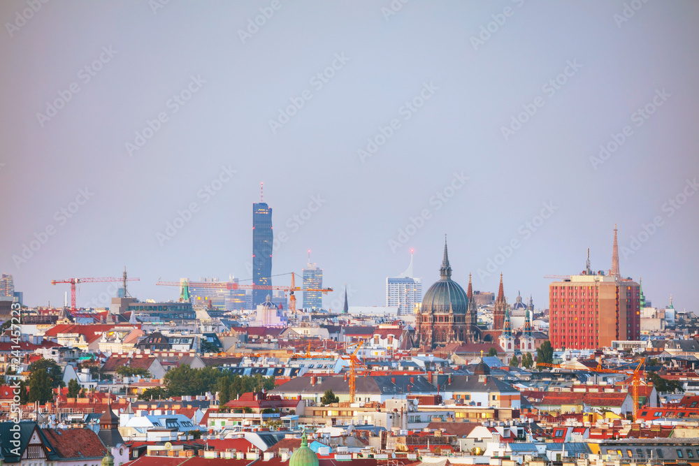 Vienna aerial view in the evening