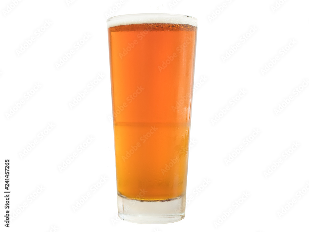 Tall glass of hoppy lager on white background Tall glass of hoppy lager on white background