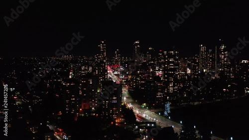 Wallpaper Mural Cityscape Night. Aerial Flight. Evening illumination. 4K Torontodigital.ca