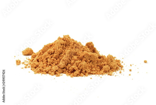 Turmeric, curcuma powder isolated on white background. Heap of turmeric. photo