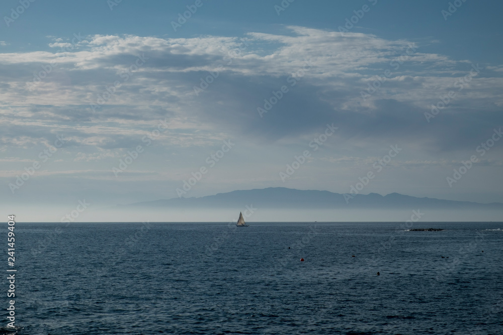 Yacht sailing in front of La Gomera Tenerife