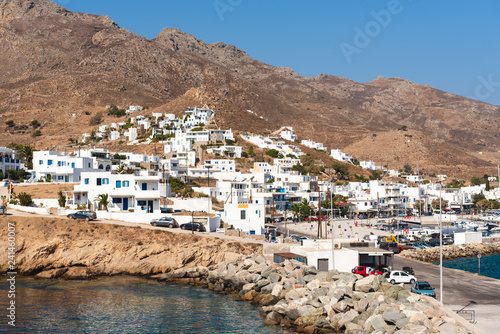 View of Livadi town with mountain in background. Serifos island. Cyclades group in the Aegean Sea. Greece. © vivoo