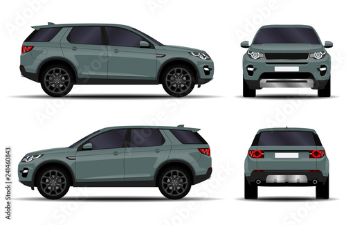 realistic SUV car. front view  side view  back view.