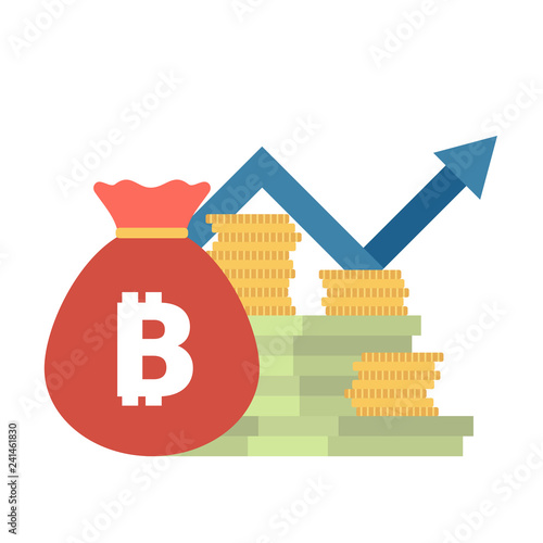 Set of icons with ico blockchain concept