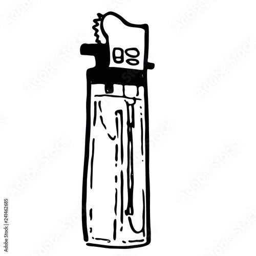 Hand drawn lighter. Vector drawing, isolated on white background.
