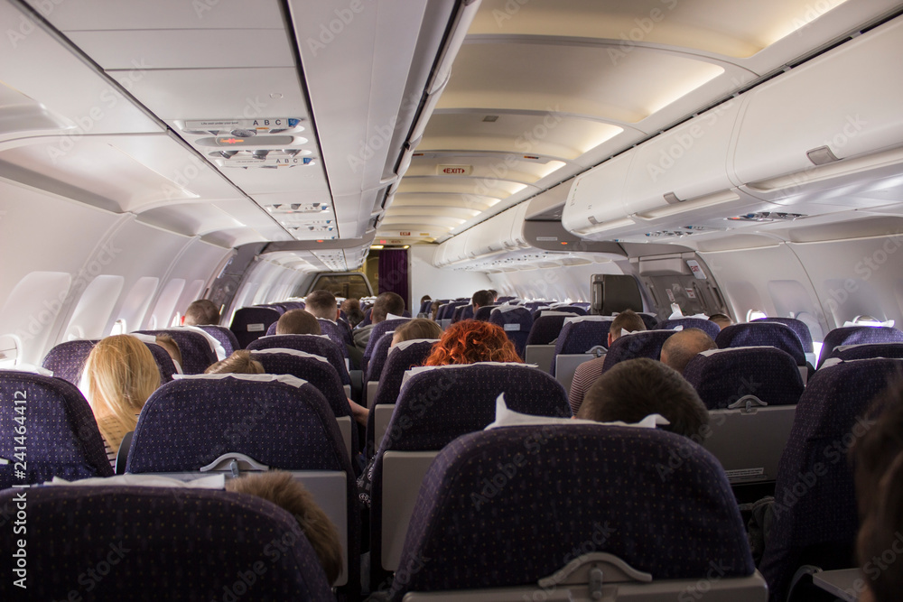 Fototapeta premium interior of a plane with people