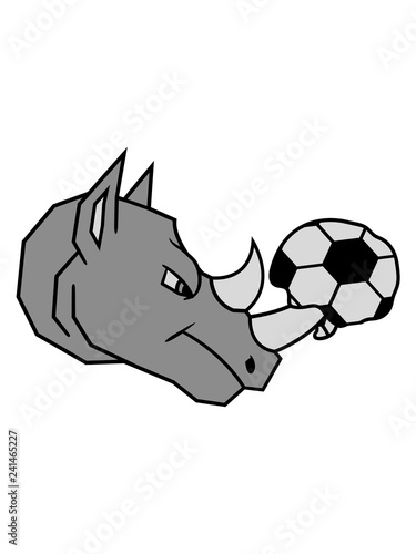 sport verein club loch zerst  rt fu  ball ball geplatzt nashorn horn rhino dickh  uter einhorn b  se comic cartoon clipart logo design